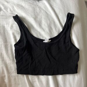 H&M ribbed crop tank top black